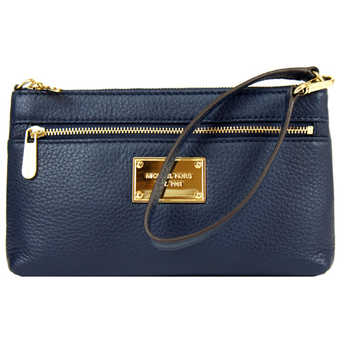 MICHAEL KORS JET SET ITEM荔枝紋全皮手提掛小包(深藍)