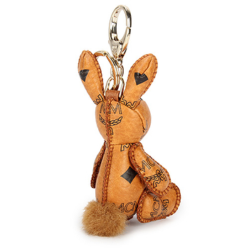 MCM 新款經典LOGO可愛兔造型鑰匙圈吊飾-棕色