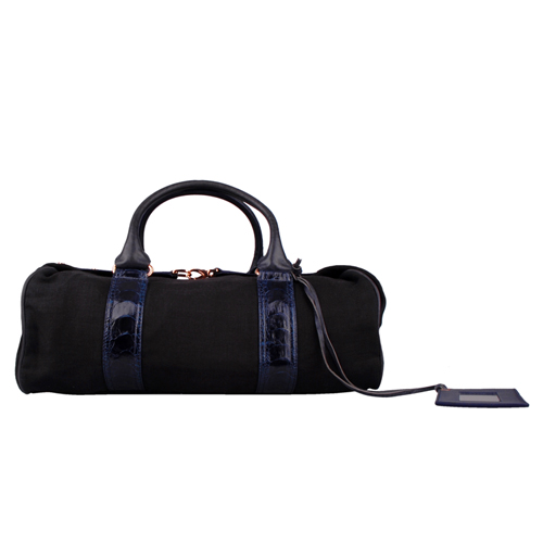 BALENCIAGA 巴黎世家織布手提機車包(藍色黑底)