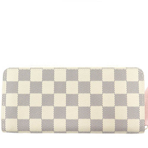 Louis Vuitton LV N61264 Clemence 白棋盤格紋拉鍊長夾_預購