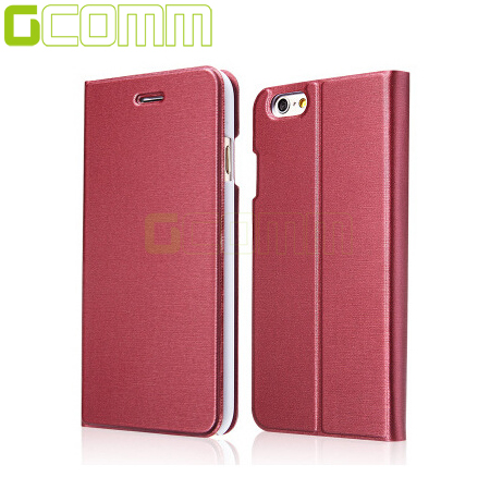 GCOMM iPhone6/6S 4.7吋 金屬質感拉絲紋超纖皮套 美酒紅