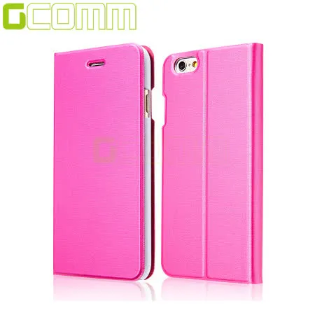 GCOMM iPhone6/6S Plus 5.5吋 Metalic Texture 金屬質感拉絲紋超纖皮套 嫩桃紅