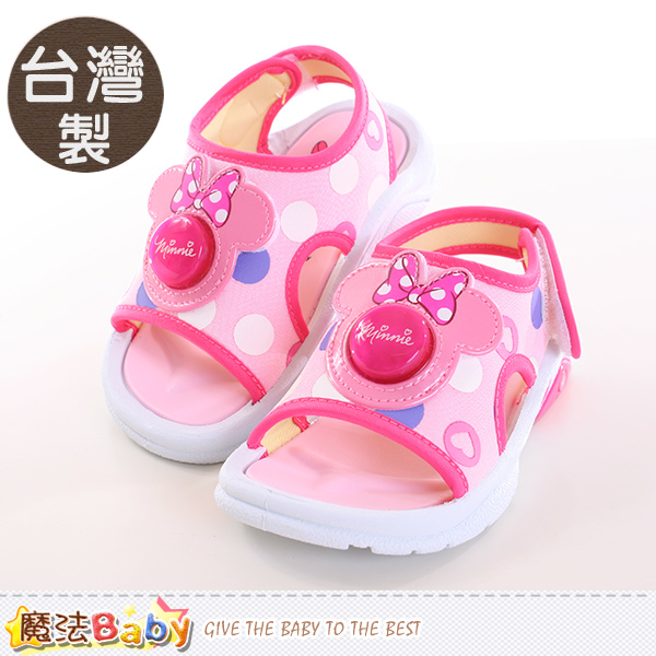 魔法Baby~兒童涼鞋 台灣製迪士尼米妮正版閃燈涼鞋 sh9812