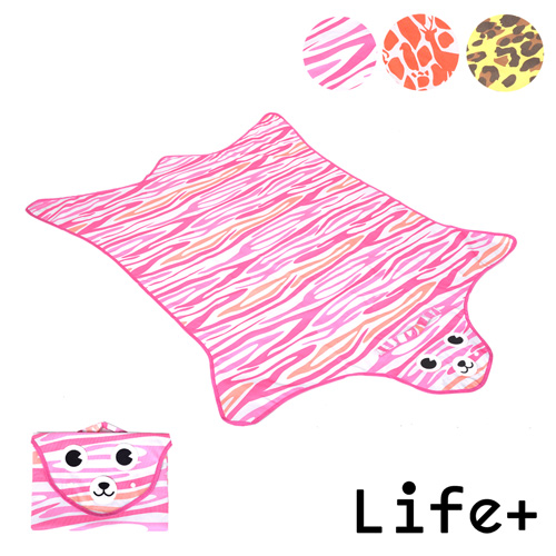 【Life Plus】動物叢林 造型野餐墊/遊戲墊_加大款 (粉色_虎紋)