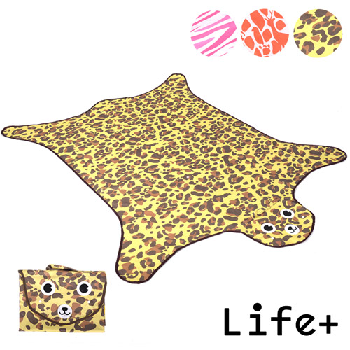 【Life Plus】動物叢林 造型野餐墊/遊戲墊_加大款 (褐色_豹紋)