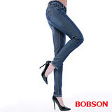 BOBSON  女款低腰異素材小直筒褲(8138-53) XL