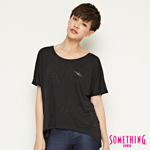 SOMETHING 網路限定 休閒星星寬鬆短袖T恤-女-黑色