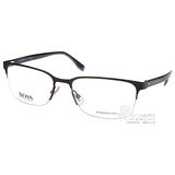 HUGO BOSS 光學眼鏡 經典休閒半框款(棕-琥珀) #HB0682 Z0U