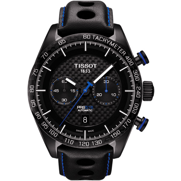 TISSOT PRS516 系列計時機械腕錶-黑/45mm T1004273620100
