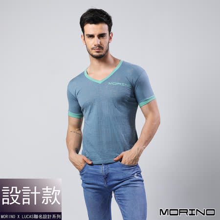 MORINOxLUCAS設計師聯名-經典緹花短袖衫/T恤  藍色