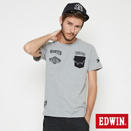 EDWIN
口袋徽章印繡短袖T恤