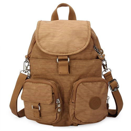 Kipling 經典Basic尼龍Firefly N雙口袋後背包(小/淺褐色)
