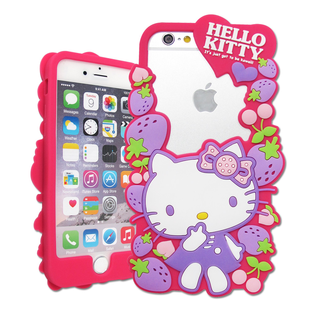 三麗鷗授權正版 Hello Kitty iPhone 7 / 6s / 6 4.7吋 花漾鏤空軟膠套(草莓)
