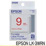 EPSON LK-3WRN 一般白底紅字 標籤帶 (寬度9mm)