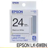 EPSON LK-6WBN 一般白底黑字 標籤帶 (寬度24mm)