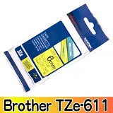 Brother TZe-611 護貝標籤帶 6mm 黃底黑字