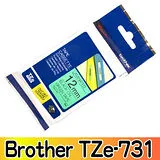 Brother TZe-731 護貝標籤帶 12mm 綠底黑字