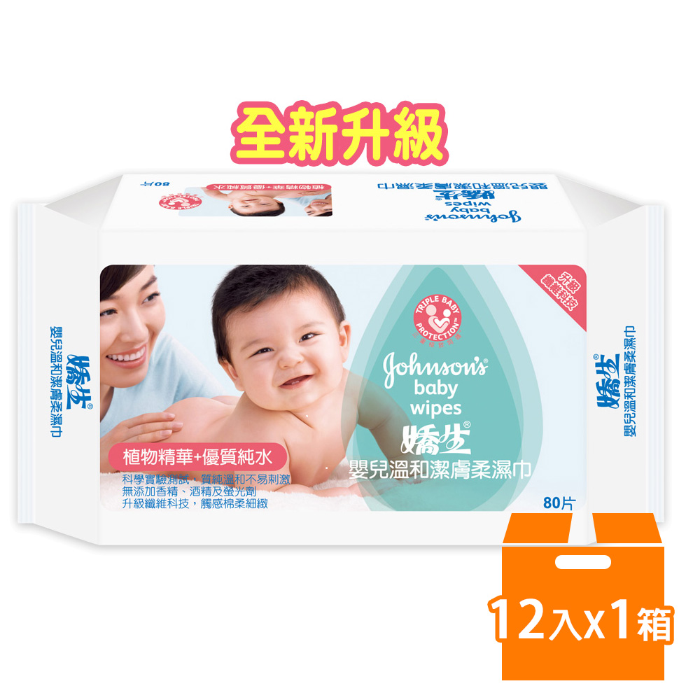 【全新升級】Johnson's嬌生嬰兒 溫和潔膚柔濕巾 (80片 x12入/箱)