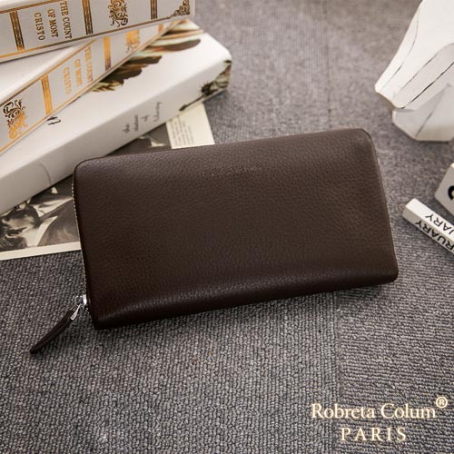 Roberta Colum - 經典品味鹿紋牛皮單拉鍊手拿包-共3色