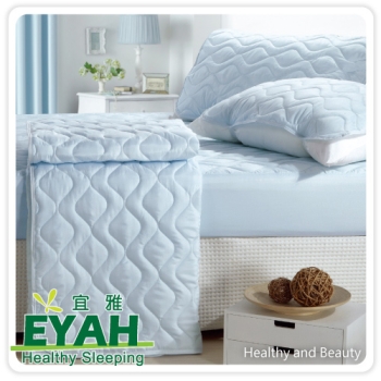 【eyah】純色保潔墊床包式雙人加大3入組(含枕墊*2)-魅力紫