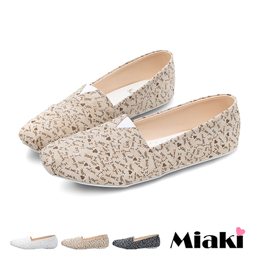 【Miaki】MIT 休閒鞋東大個性字母印花平底包鞋 (棕色 / 米色 / 黑色)