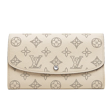 Louis Vuitton LV M60177 經典花紋打孔全皮革壓紋扣式長夾.象牙白_預購