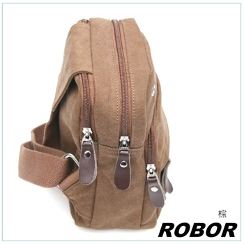 韓系型男 ROBOR搖滾風帆布包單肩包單車包(棕色)