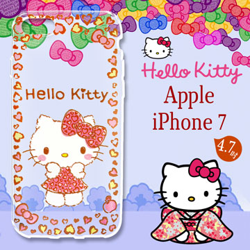 三麗鷗授權 Hello Kitty 凱蒂貓 iPhone 7 i7 4.7吋 浮雕彩繪透明手機殼(甜心豹紋)