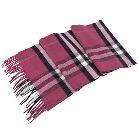 BURBERRY 經典格紋100%喀什米爾羊毛圍巾(紫紅)