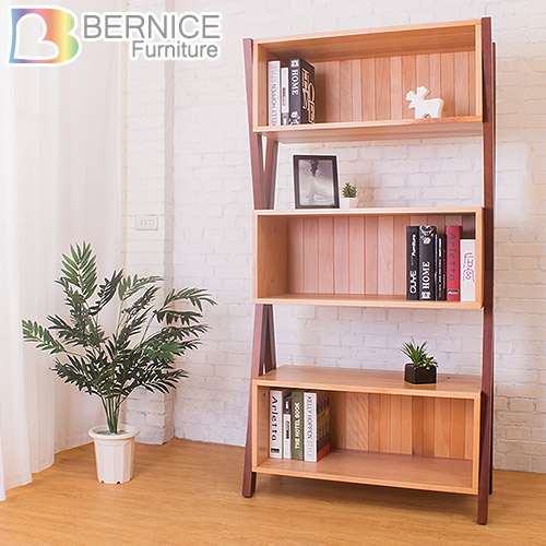 Bernice-艾維斯3尺雙色實木造型展示櫃/書櫃