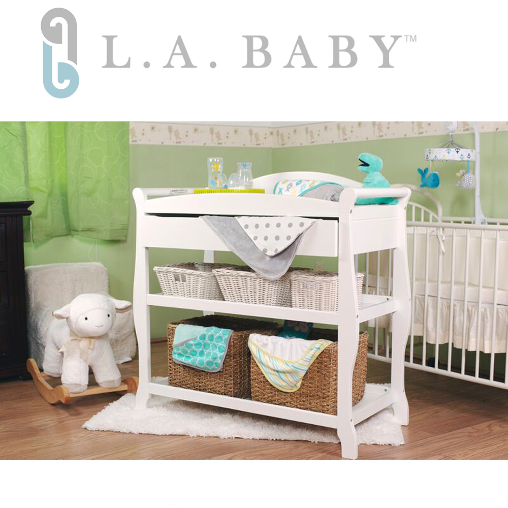 【美國 L.A. Baby】嬰兒尿布台置物架(原木色.白色)