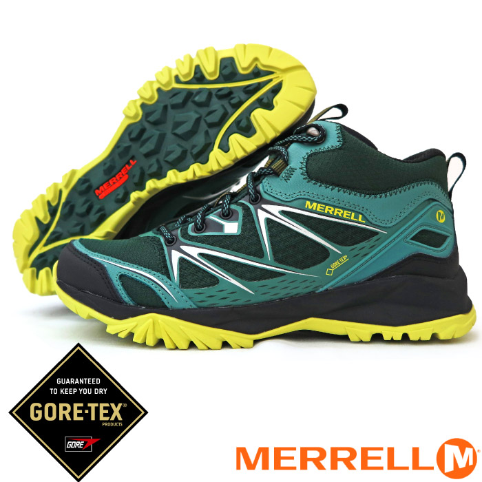 【美國 MERRELL】男款 CAPRA BOLT MID GORE-TEX 多功能防水透氣中筒登山健行鞋.登山鞋/ J35717  綠