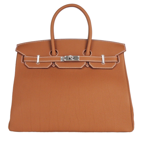 HERMES 愛馬仕BIRKIN TC牛皮柏金包(35CM/焦糖咖37)