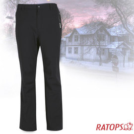 瑞多仕-RATOPS】男款 Softshell 防水透氣保暖長褲.風雨褲._RAS757 黑 V1
