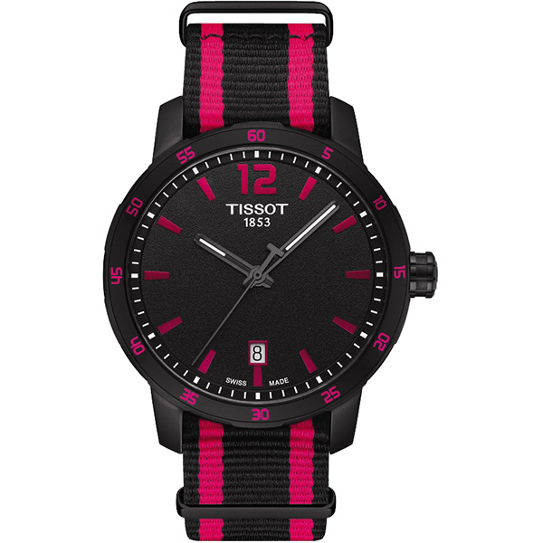 TISSOT QUICKSTER NATO 活力運動腕錶-黑x桃紅/40mm T0954103705701
