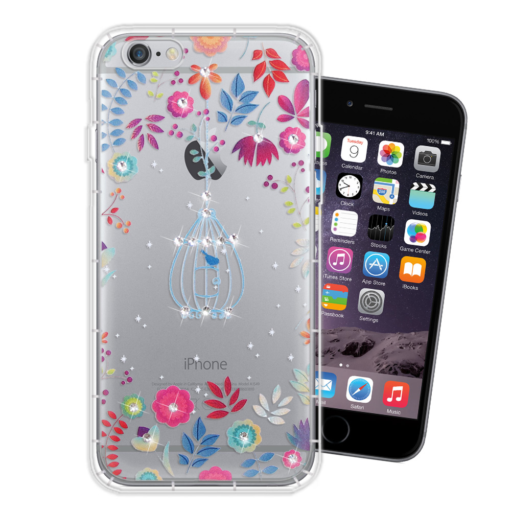 iPhone 6s / 6 Plus 5.5吋 奧地利水晶彩繪空壓手機殼(鳥羽花萃)