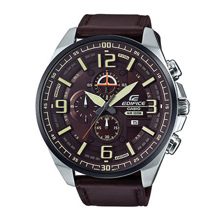 CASIO手錶專賣店 CASIO EDIFICE EFR-555BL-5A 防水 三眼皮革錶帶 男錶 全新品