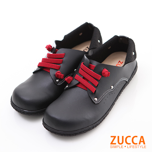 ZUCCA【Z6004BK】日系穿繩金屬圓點包鞋-黑色