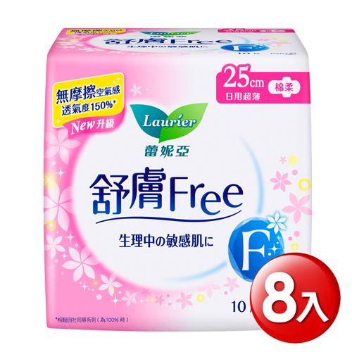 蕾妮亞 舒膚Free 超薄日用量多加長25cm (10片 x8包/組)