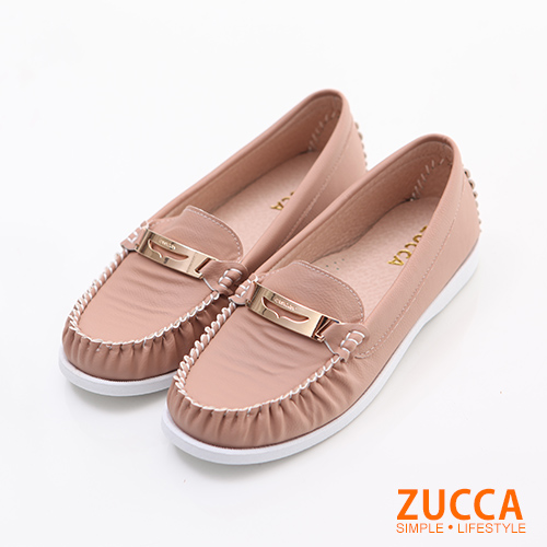 ZUCCA【Z6006PK】日系金屬車縫平底包鞋-粉色