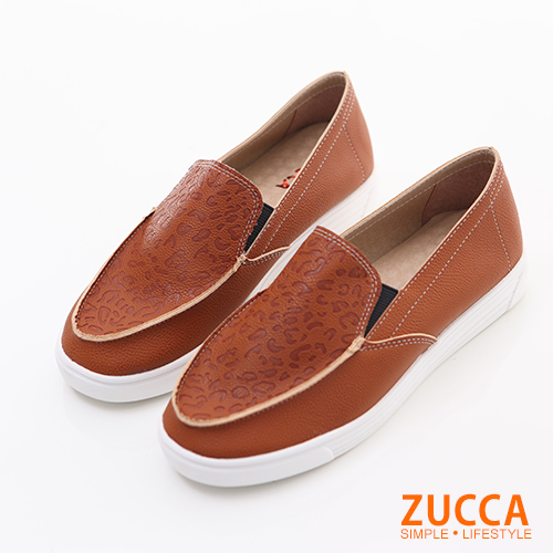 ZUCCA【Z6022CE】日系漆皮豹紋厚底包鞋-棕色