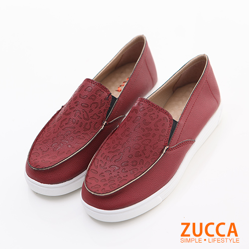ZUCCA【Z6022RD】日系漆皮豹紋厚底包鞋-紅色