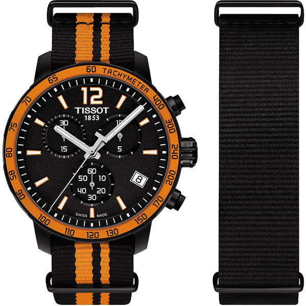 TISSOT 天梭表 QUICKSTER NATO 活力運動腕錶-黑x橘/42mm T0954173705700