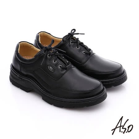 A.S.O阿瘦 
真皮彈力綁帶奈米鞋(黑)