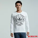 BOBSON 男款圓領骷髏圖騰白色上衣(35043-80)