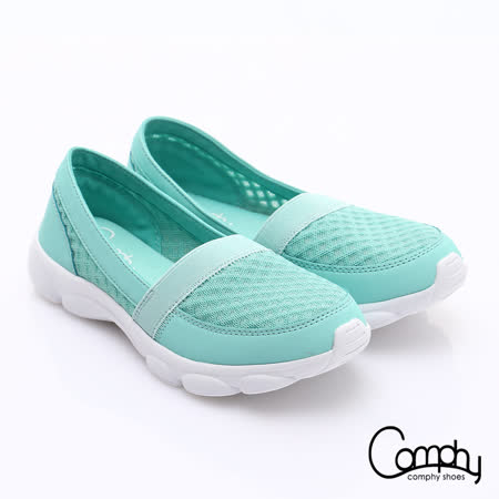 【Comphy】輕light系列 超纖皮革輕量抗震直套式休閒鞋(蒂芬妮綠)