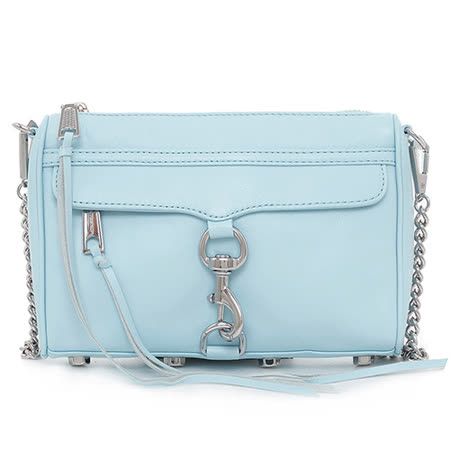 Rebecca Minkoff MINI MAC肩/斜背包(粉藍銀鍊)