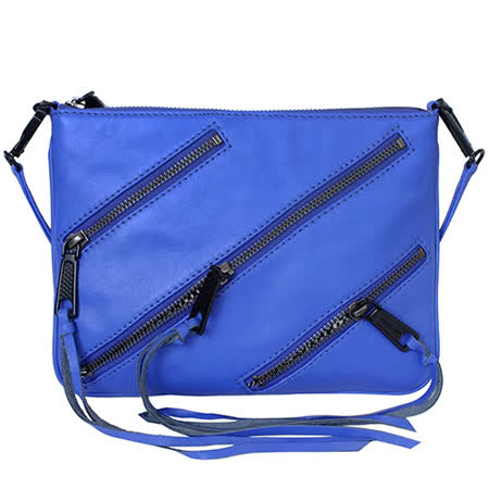 Rebecca Minkoff MOTO ROCKER寶藍扁形手拿/斜背包