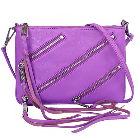 Rebecca Minkoff MOTO ROCKER紫色扁形手拿/斜背包