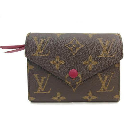 Louis Vuitton LV M41938 Victorine 經典花紋扣式錢短夾.紫紅_預購